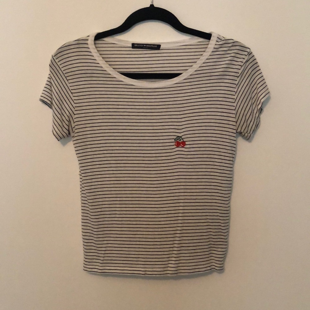 Black and white stripped T